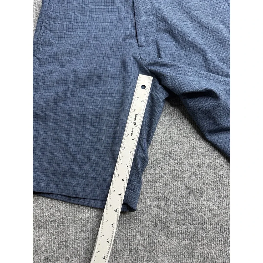 Walter Hagen Men's 30 Performance 11 Easy Waist Golf Shorts Blue Plaid Pockets